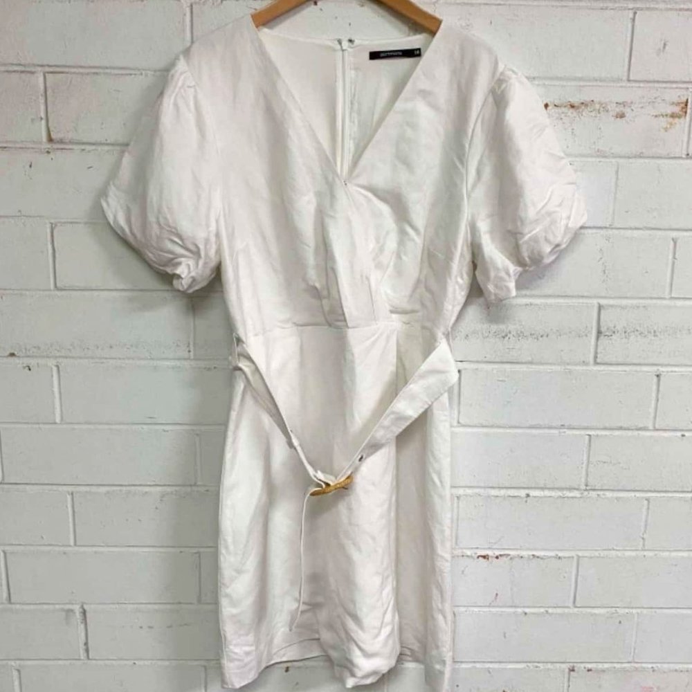 PORTMANS Linen Blair Puff Sleeve Wrap Dress - Picture 7 of 10